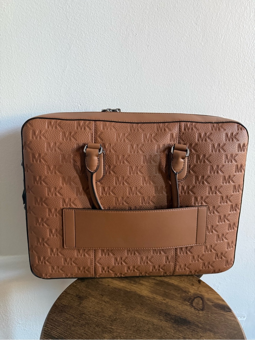 Michael Kors Cognac Embossed Monogram Laptop Bag - Picture 2 of 2